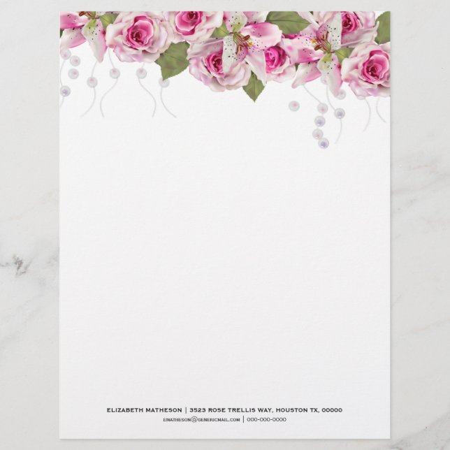 Papel Timbrado Tigre de Lírio Rosa Rosa (Frente)