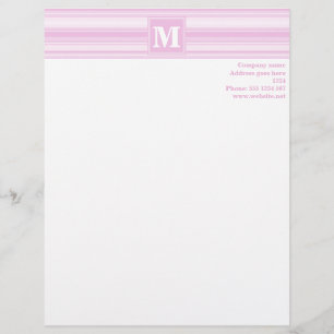Papel Timbrado Tiras rosadas para bebês monogramas