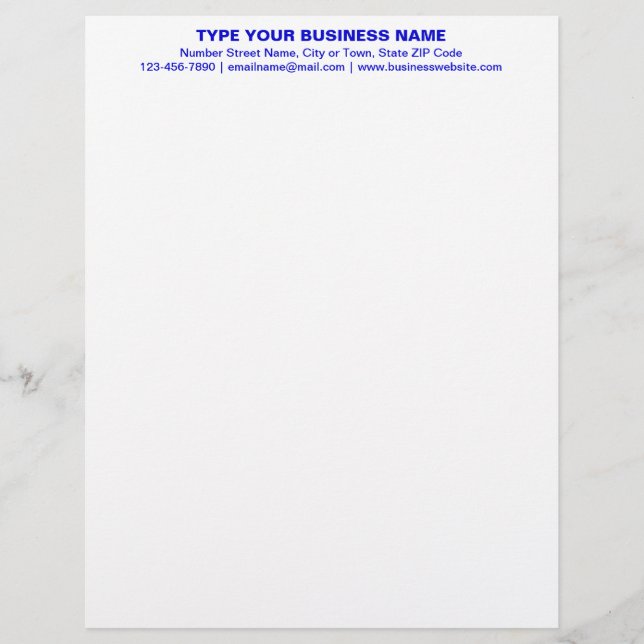 Papel Timbrado Título de Textos Simples Azuis Centralizados de (Frente)