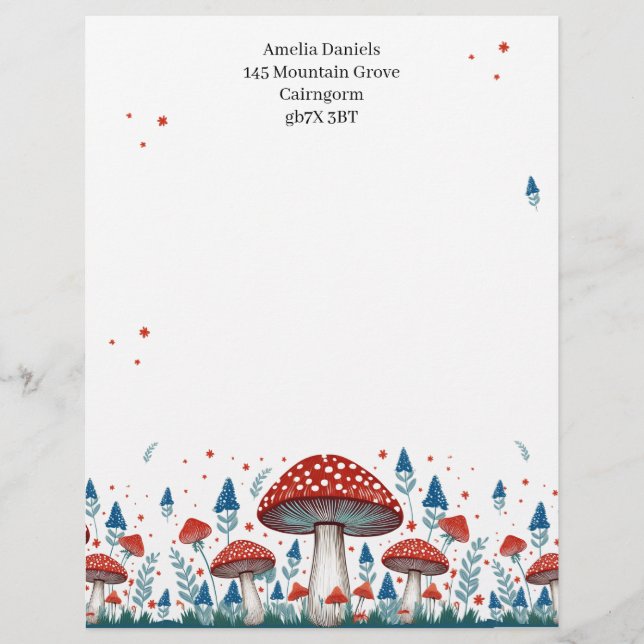 Papel Timbrado Toadstool Whimsical Personalizada (Frente)
