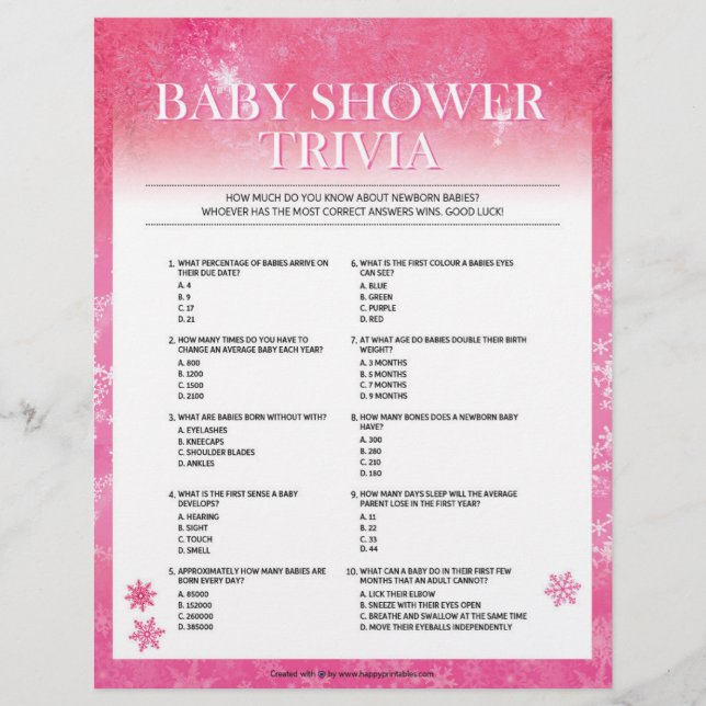 Papel Timbrado Trivia chá de fraldas [Rosa Neve] (Frente)