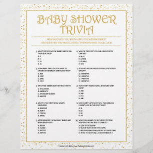 Papel Timbrado Trivia de chá de fraldas [Sparkles de Ouro]