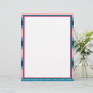 Papel Timbrado Turquesa Rosa E Azul Teal