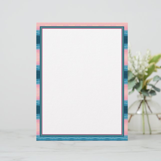 Papel Timbrado Turquesa Rosa E Azul Teal (Em pé/Frente)