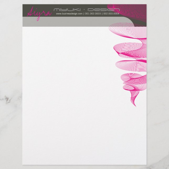 Papel Timbrado Twister Fuchsia Moderno Rosa - Letra (Frente)