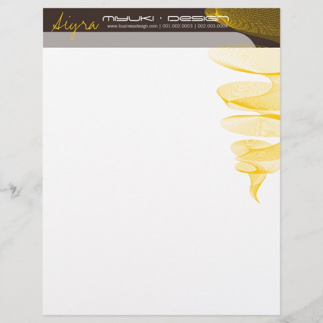 Papel Timbrado Twister Yellow Modern Designer - Modelo Letthead (Frente)