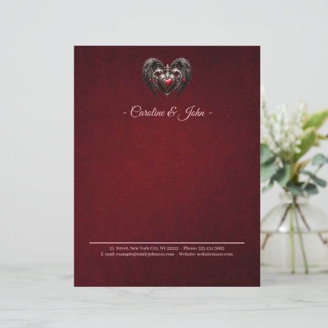 Papel Timbrado Um incrível coração gótico (Em pé/Frente)