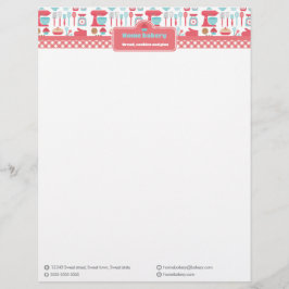 Papel Timbrado Utensílios Cultivos De Gingham Vermelho