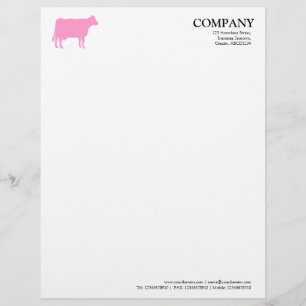 Papel Timbrado Vaca cor-de-rosa - branco