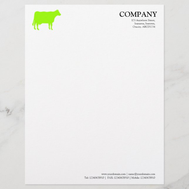 Papel Timbrado Vaca Verde Chartreuse - Branco (Frente)