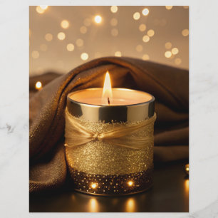 Papel Timbrado Vela Glitter Dourada-Rosa entonada