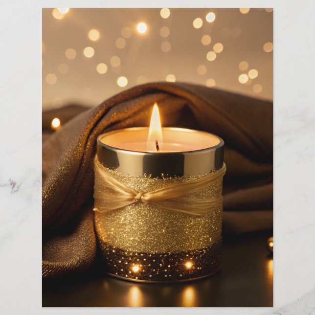 Papel Timbrado Vela Glitter Dourada-Rosa entonada (Frente)