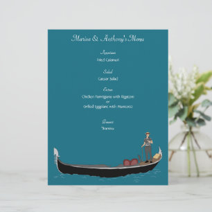 Papel Timbrado Veneza, Itália Gondola e Gondolier Custom Menu