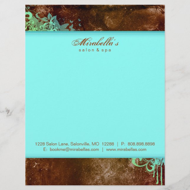 Papel Timbrado Verde azul dos artigos de papelaria florais do (Frente)