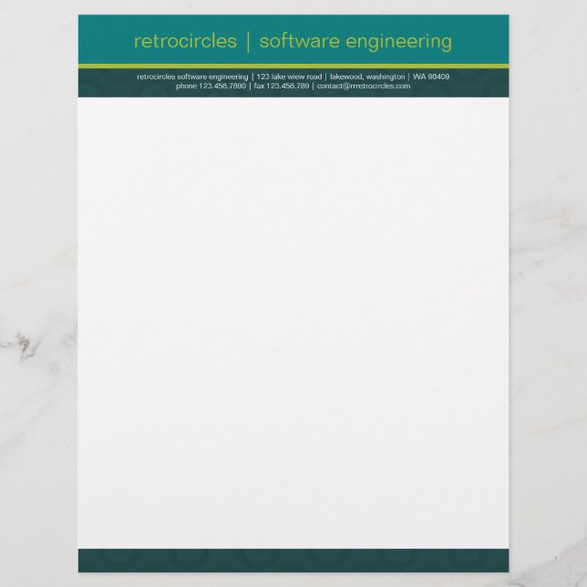 Papel Timbrado Verde retro dos círculos & cabeçalho do negócio da (Frente)