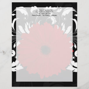 Papel Timbrado Vermelho brilhante Gerbera Daisy em preto