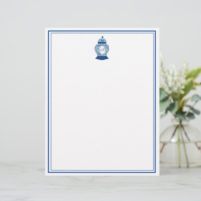 Papel Timbrado Versalhes Chinoiserie Ginger Jar Monograma A (Em pé/Frente)