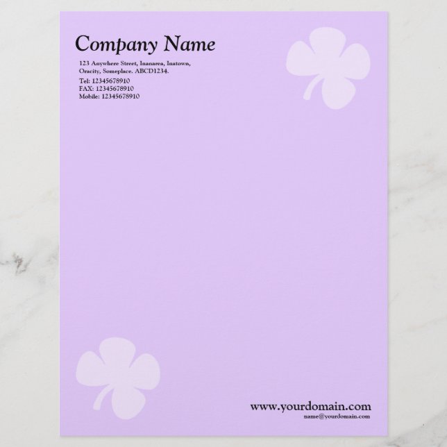 Papel Timbrado Vestuário - Roxo claro (Frente)