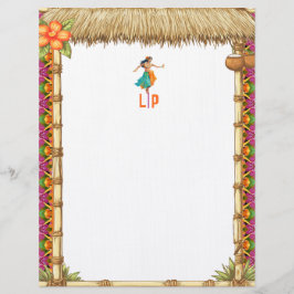Papel Timbrado Vibrante Tiki Luau Havaiano Monogramado 