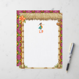 Papel Timbrado Vibrante Tiki Luau Havaiano Monogramado