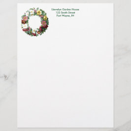 Papel Timbrado Vintage Botanical Page - Floral Wreath