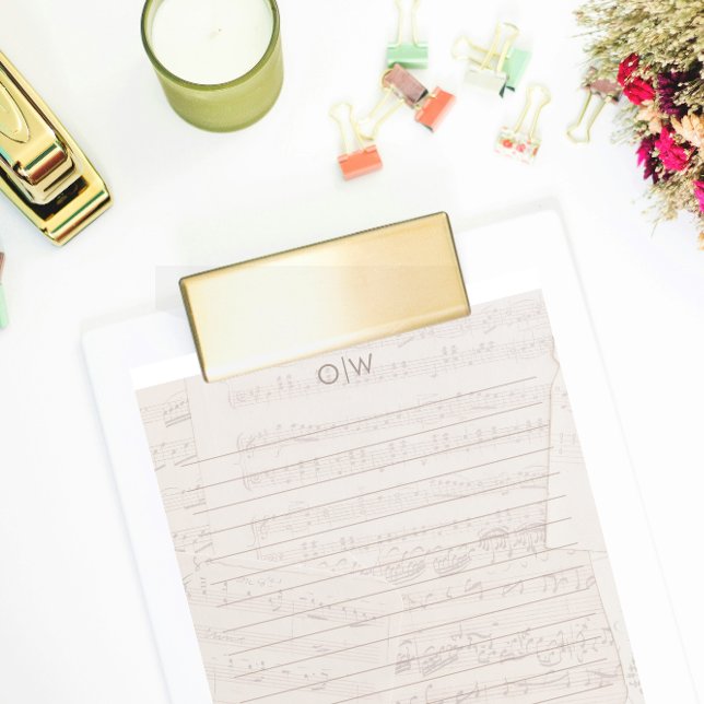 Papel Timbrado Vintage Elegant Music Note Links Iniciais (Criador carregado)