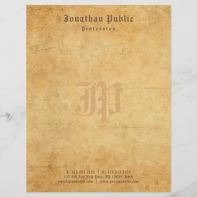 Papel Timbrado Vintage Old Look Monogramed Elegant Modelo (Frente)
