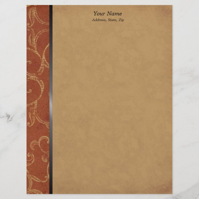 Papel Timbrado Vintage Swirl-Orange (Frente)