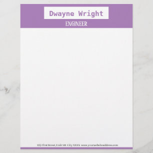 Papel Timbrado Violeta minimalista, roxo e branco