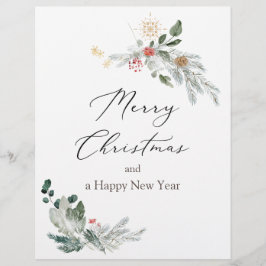 Papel Timbrado Watercolor Christmas Greenery Letterhead