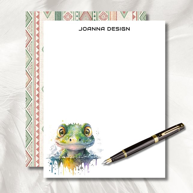 Papel Timbrado Watercolor Crocodile Luxury Business Stationery  (Criador carregado)
