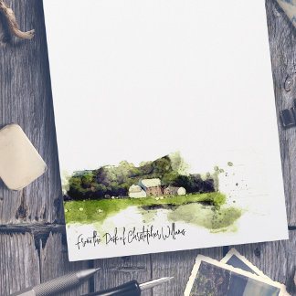 Papel Timbrado Watercolor Scottish Farmhouse Personalizado