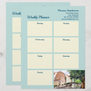 Papel Timbrado Weekly Planner Bruges Belgium no Verão