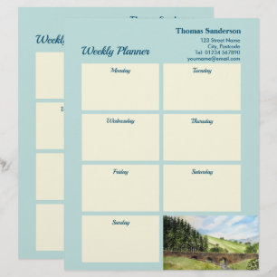 Papel Timbrado Weekly Planner Scawgill Bridge Lake District