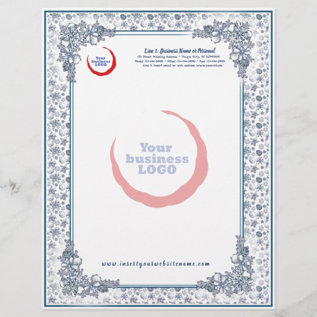 Papel Timbrado White Christmas Business Letterhead com WATERMARK (Frente)