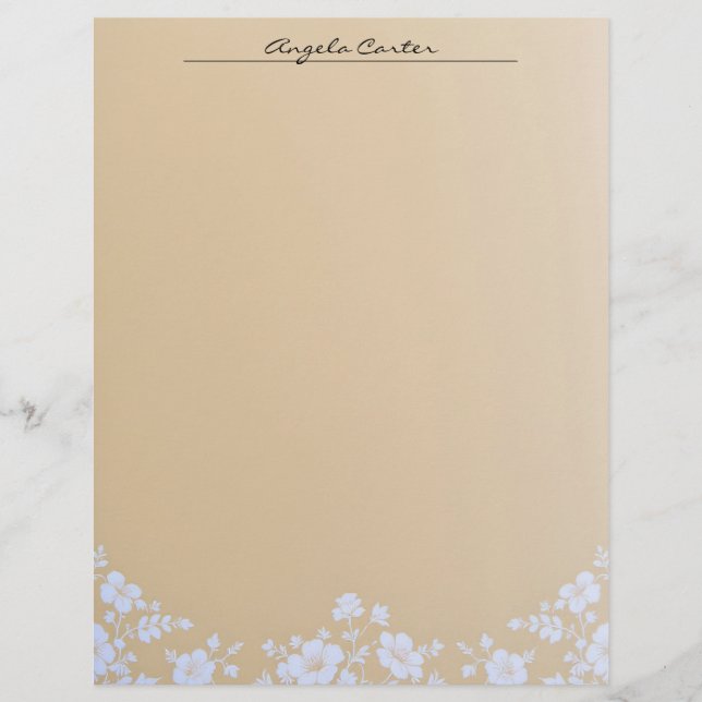 Papel Timbrado White Floral na Letterhead do Tom (Frente)