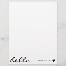 Papel Timbrado White Minimal Heart | Simple Modern Hello Design