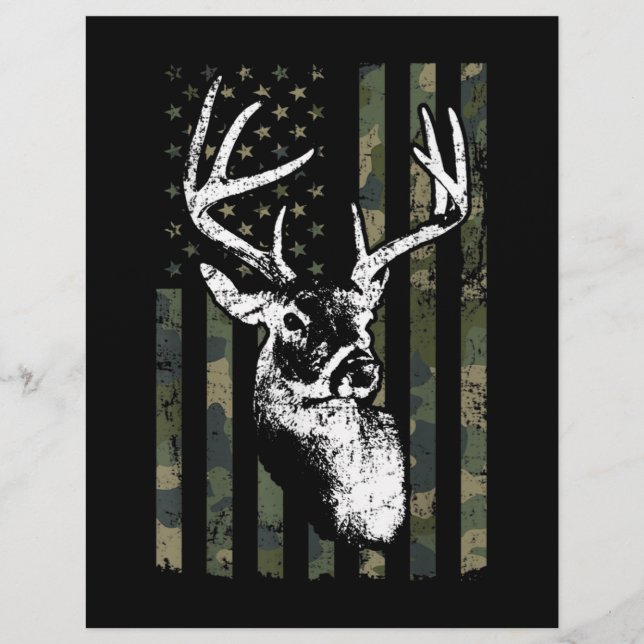 Papel Timbrado Whitetail Buck Deer Hunting EUA Camouflage América (Frente)