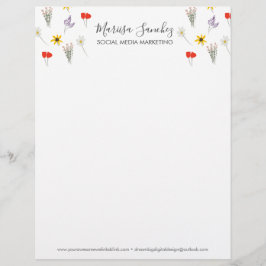 Papel Timbrado Wildflower Script Name Modern Letterhead
