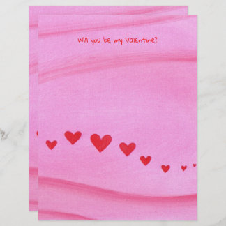 Papel Timbrado Will you be my Valentine, heart themed stationery