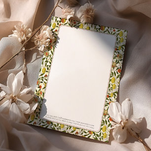 Papel Timbrado William Morris Lemon, Peach & Pomegranate Patterno