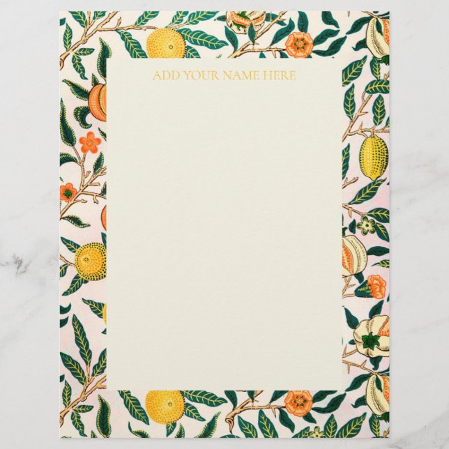PAPEL TIMBRADO WILLIAM MORRIS LETTERHEAD COM "POMEGRANATOS" (Frente)