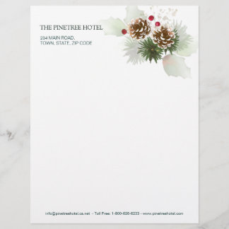 Papel Timbrado Winter Greenery Pine Red Berry
