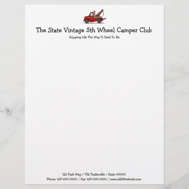 Papel Timbrado Wrecker bonito do caminhão de reboque (Frente)