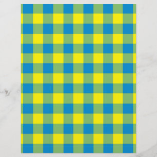 Papel Timbrado Xadrez Azul Amarelo Verde Padrão de Peito de Perdi