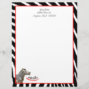 Papel Timbrado Zebra Sorri Black/White/Red Stripes