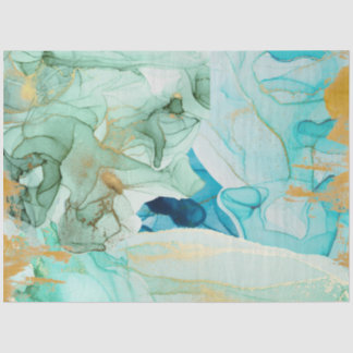 Papel tissue azul, verde e dourado