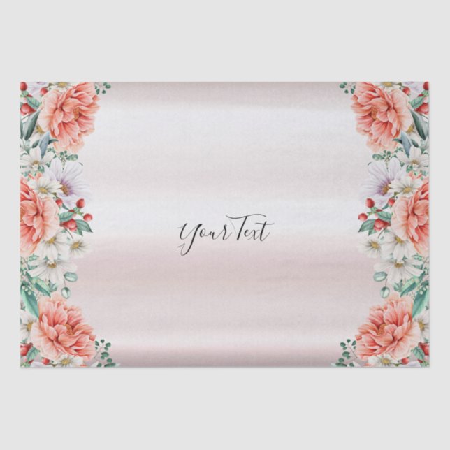 Papel Tissue de Flor de Peônia Aquarela (Frente )