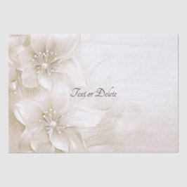 Papel Tissue Flores Brancas Marfim Elegantes