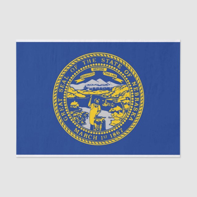 Papel tissue Patriótico com bandeira de Nebraska,  (Frente )